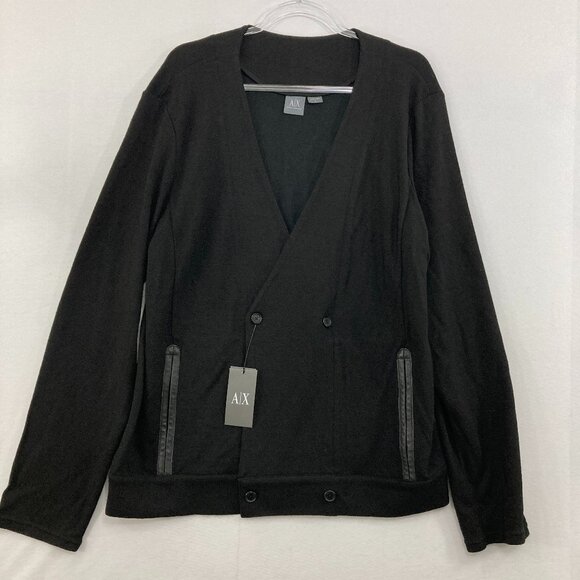 New Armani Exchange Men's Large Black Wool Blend Double Breasted Jacket - Picture 1 of 10